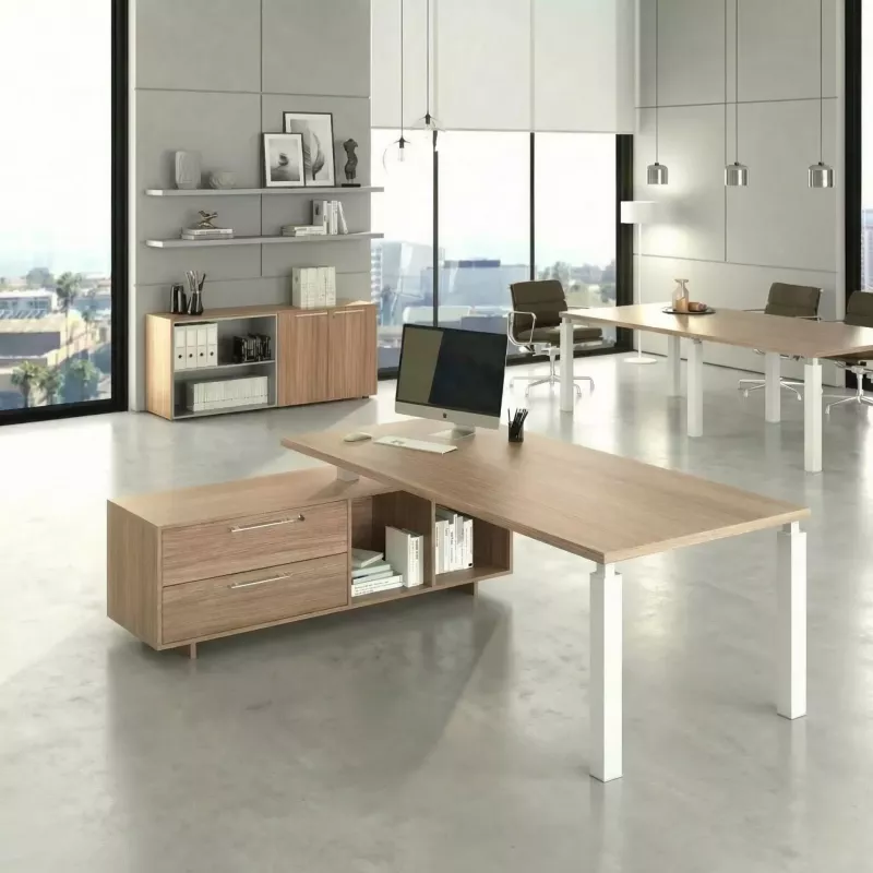 Bureau de direction à pieds métalliques avec console – So Flora