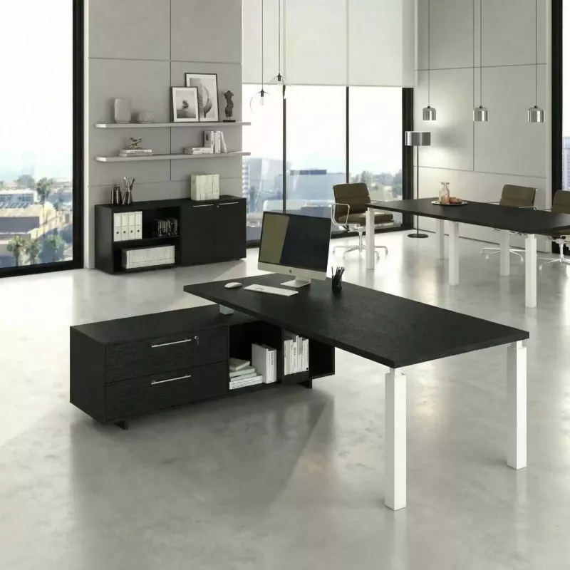 Bureau de direction à pieds métalliques avec console – So Flora