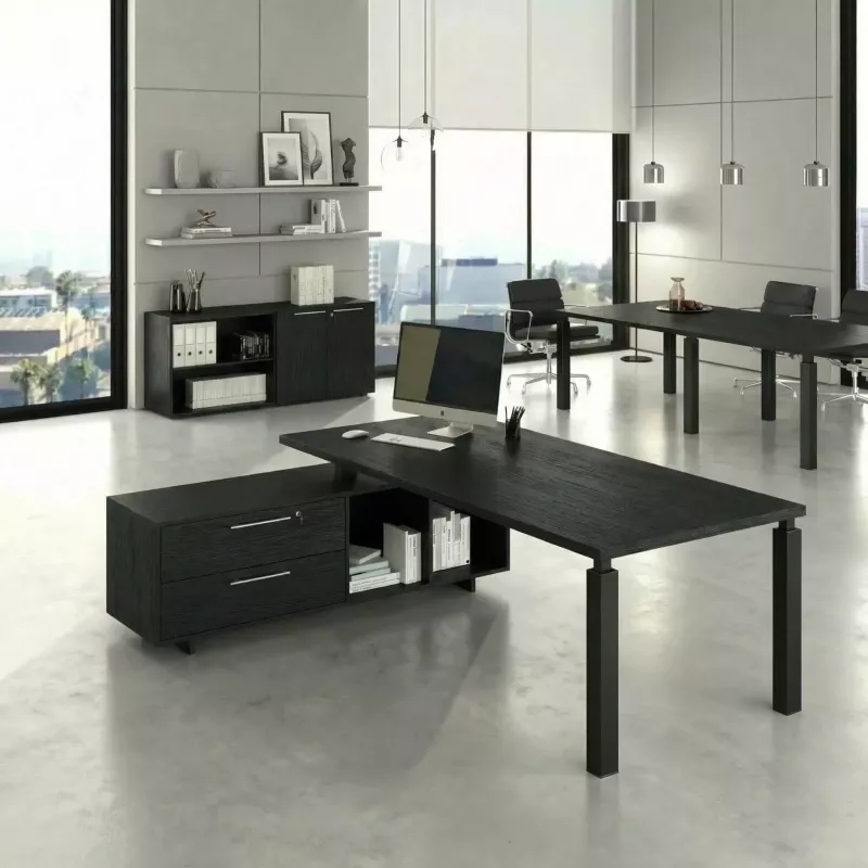 Bureau de direction à pieds métalliques avec console – So Flora
