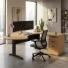 Bureau d'angle compact piètement métal avec caisson hauteur bureau So Borox