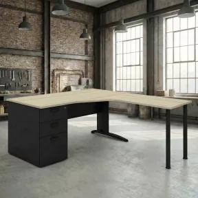 Bureau d'angle compact, avec caisson porteur bureau - So Enix