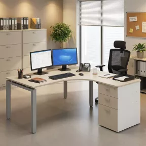 Bureau d'angle compact avec caisson hauteur bureau So Ibiza