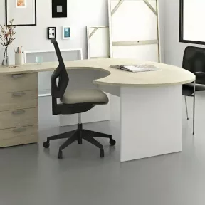 Bureau d'angle compact forme ARC pied panneau avec caisson hauteur bureau So Vigo