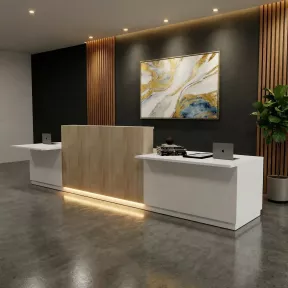 Banque d'accueil PMR largeur 3,84m avec option éclairage So Aragon