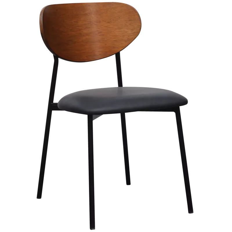 Chaise de restauration dossier bois noyer assise rembourrée So Cosy