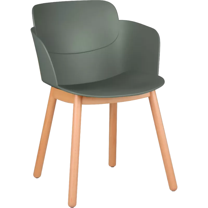 Chaise coque polypropylène 4 pieds bois So Halo