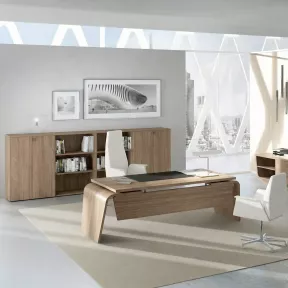 Bureau de Direction design Italien piétement extérieur avec retour So Luna