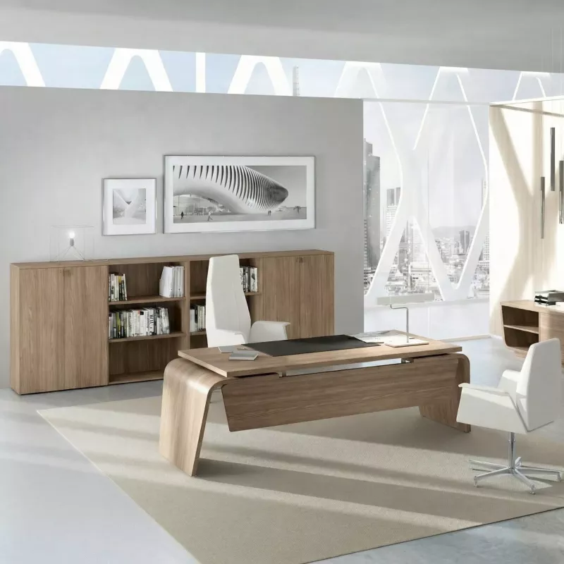 Bureau de Direction design Italien piétement extérieur avec retour So Luna