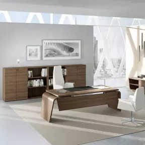 Bureau de Direction design Italien piétement extérieur avec retour So Luna