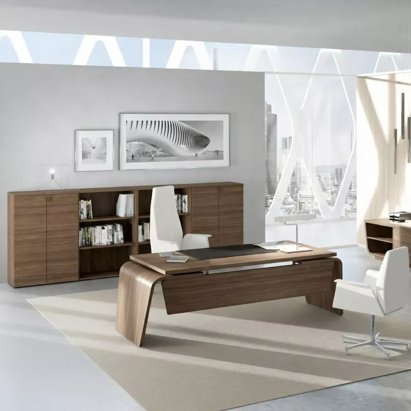 Bureau de Direction design Italien piétement extérieur avec retour So Luna