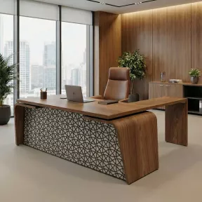 Bureau de Direction design Italien piétement extérieur avec retour So Luna