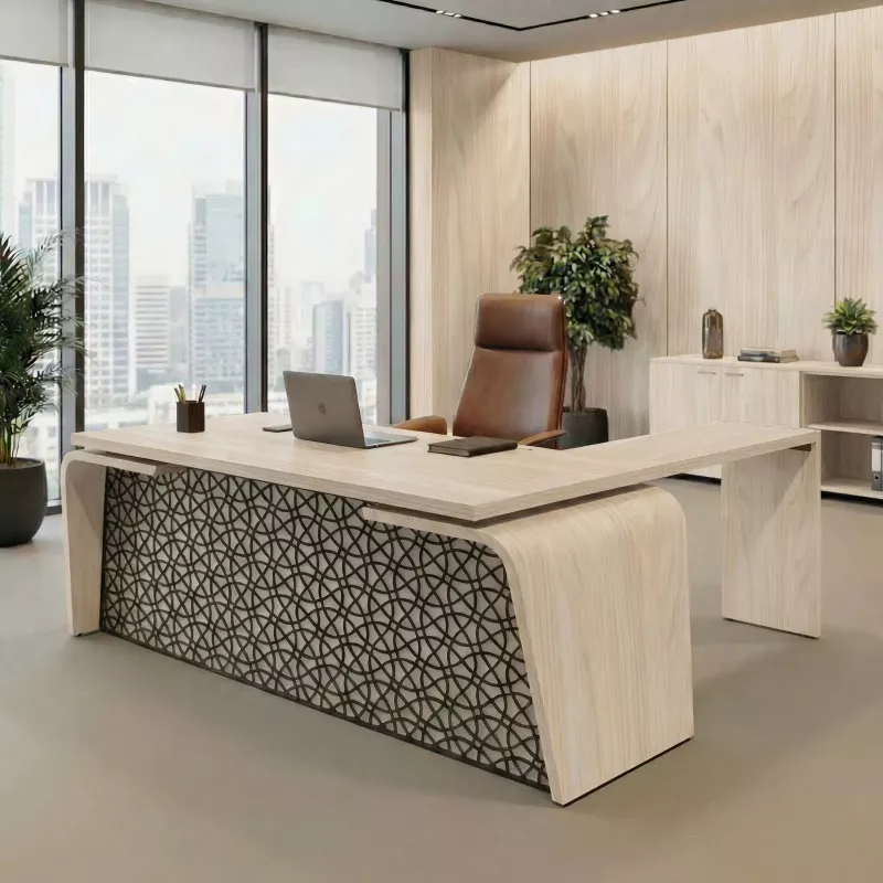 Bureau de Direction design Italien piétement extérieur avec retour So Luna