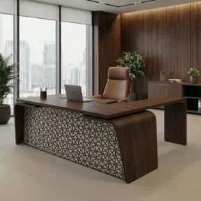 Bureau de Direction design Italien piétement extérieur avec retour So Luna