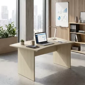 Bureau individuel forme arrondie pied panneau So Jumilla