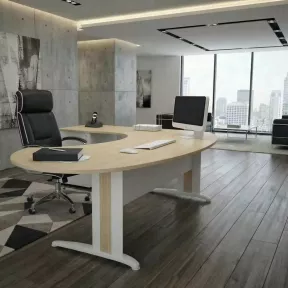 Bureau individuel forme ARC - Compact avec caisson