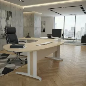 Bureau individuel forme ARC - Compact avec caisson