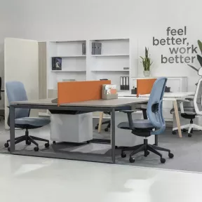 Bureau bench vis-à-vis, 2 postes, piètement fermé - So Sierro