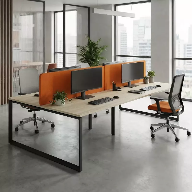 Bureau bench vis-à-vis, 2 postes, piètement fermé - So Sierro