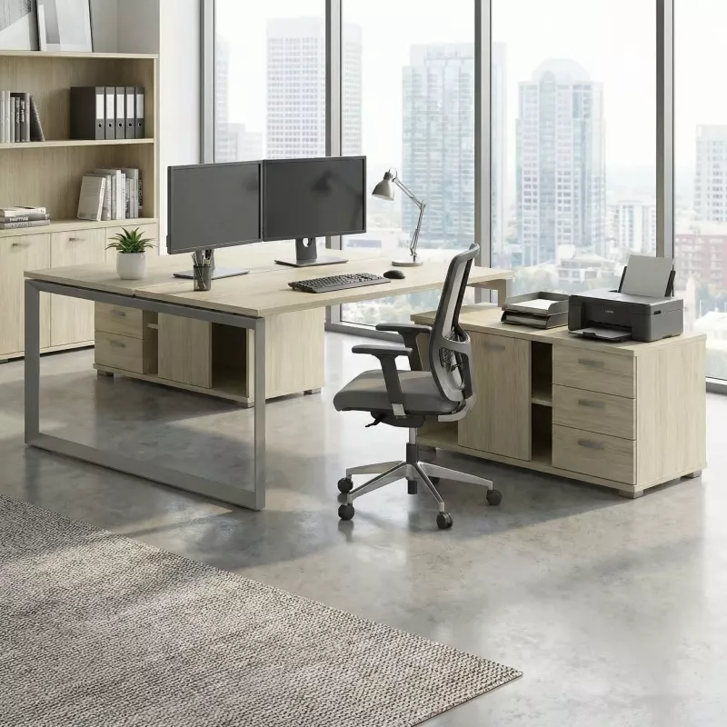 Bureau bench vis-à-vis sur crédence, 2 postes - So Sierro