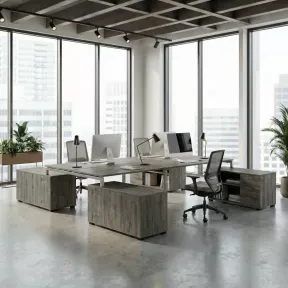 Bench vis-à-vis - 4 postes sur 4 crédences