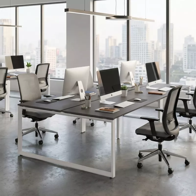 Bureau bench vis-à-vis, 2 postes, piètement fermé - So Sierro