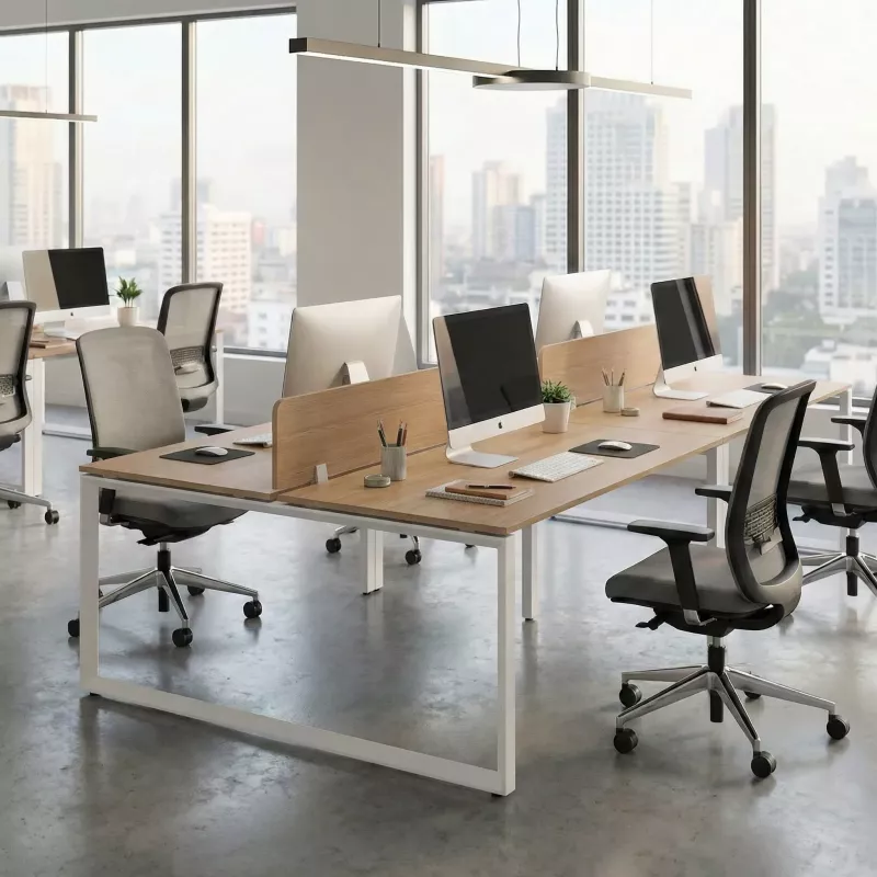 Bureau bench vis-à-vis, 2 postes, piètement fermé - So Sierro