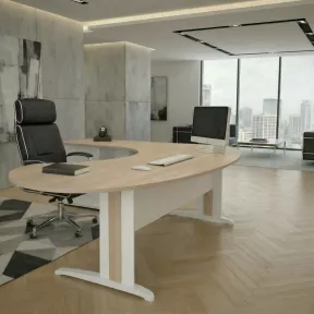 Bureau individuel forme ARC - Compact avec caisson