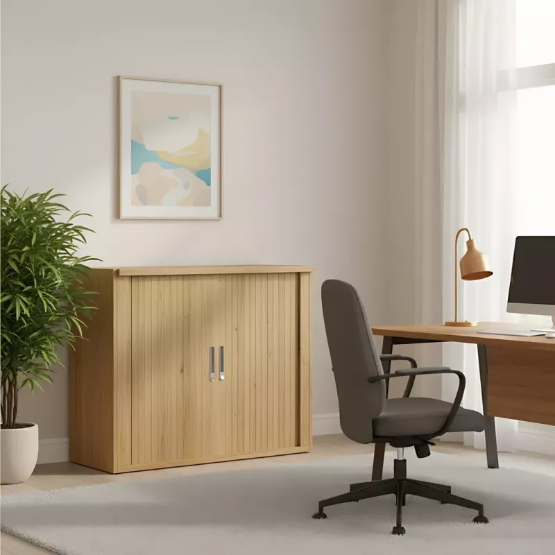 Armoire basse fermée, porte rideaux, hauteur 81 cm – So Madrid