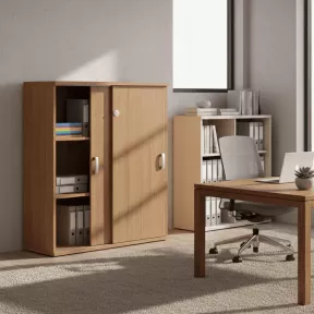 Armoire portes coulissantes mélaminé - 2 étagères - haut. 120 cm (2 largeurs au choix) So Madrid