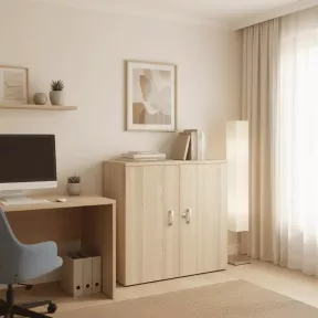 Armoire mélaminé hauteur 81 cm avec étagères.