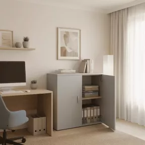 Armoire de rangement portes mélaminé - 1 étagère - haut. 81 cm (4 largeurs au choix) So Madrid