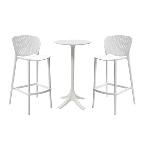 Ensemble mange-debout et deux tabourets extérieurs So Dynamic