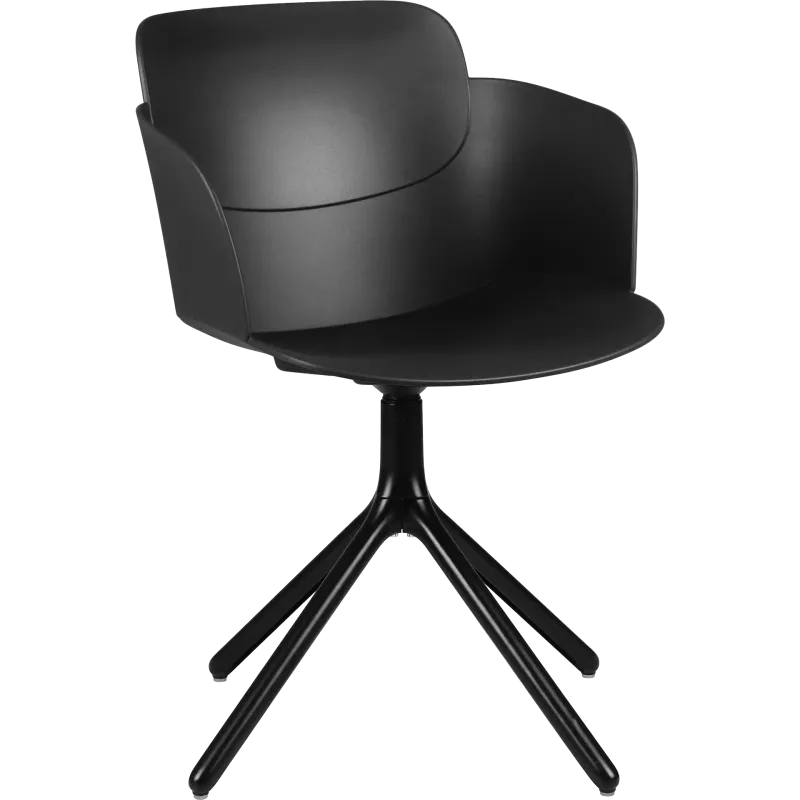 Fauteuil coque polypropylène piétement pyramide aluminium So Aura