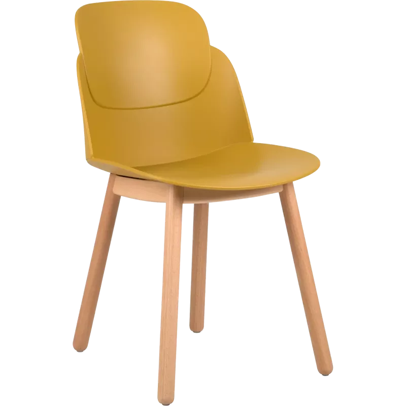 Chaise coque polypropylène 4 pieds bois So Halo