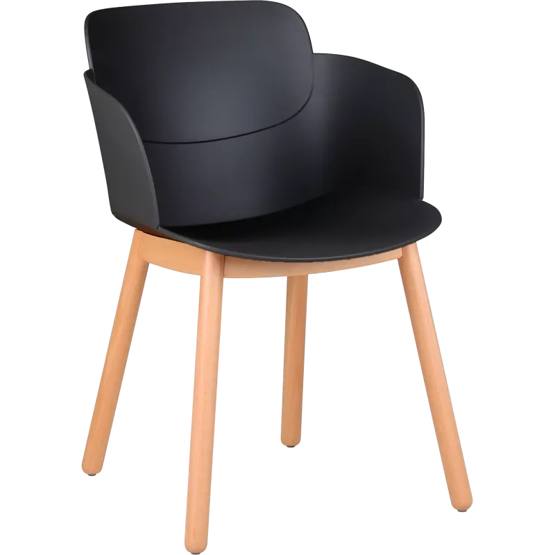 Chaise coque polypropylène 4 pieds bois So Halo