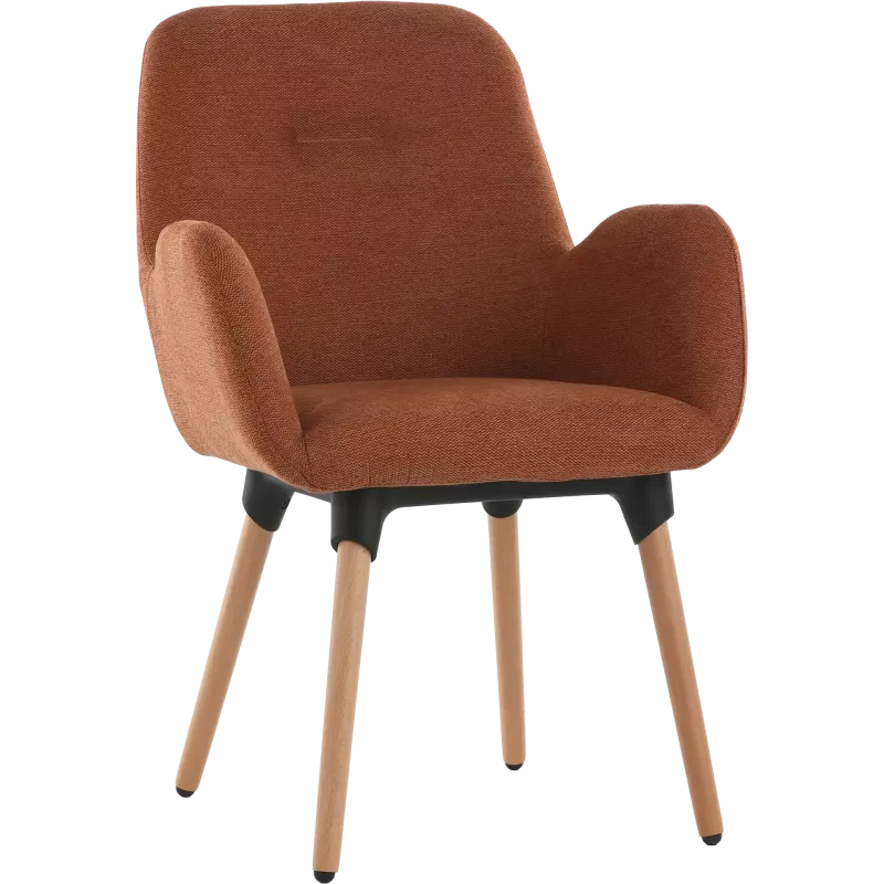 Fauteuil tissu avec pieds hêtre massif So Contour