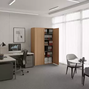 Armoire de rangement, portes push open, hauteur 235 cm.