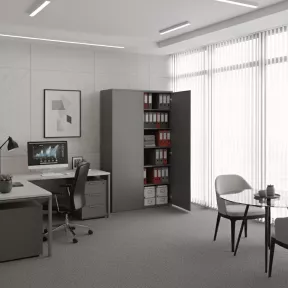 Armoire de rangement, portes push open, hauteur 235 cm.