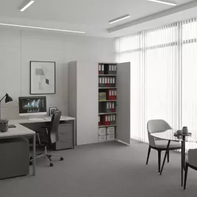 Armoire de rangement, portes push open, hauteur 235 cm.