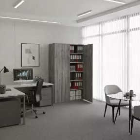 Armoire de rangement, portes push open, hauteur 235 cm.