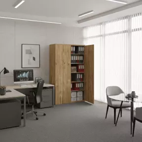 Armoire de rangement, portes push open, hauteur 235 cm.