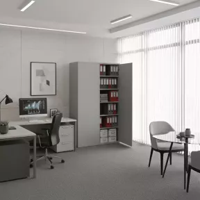 Armoire de rangement, portes push open, hauteur 235 cm.