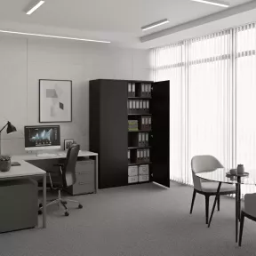 Armoire de rangement, portes push open, hauteur 235 cm.