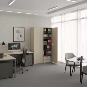 Armoire de rangement, portes push open, hauteur 235 cm.
