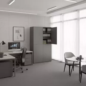 Armoire de rangement, portes push open, hauteur 235 cm.