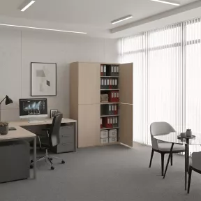 Armoire de rangement, portes push open, hauteur 235 cm.
