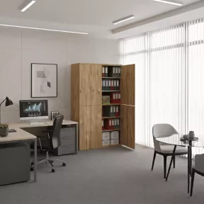 Armoire de rangement, portes push open, hauteur 235 cm.