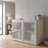 Armoire basse fermée, porte en verre, hauteur 81 cm – So Madrid