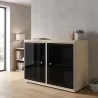 Armoire basse fermée, porte en verre, hauteur 81 cm – So Madrid