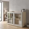Armoire basse fermée, porte en verre, hauteur 81 cm – So Madrid